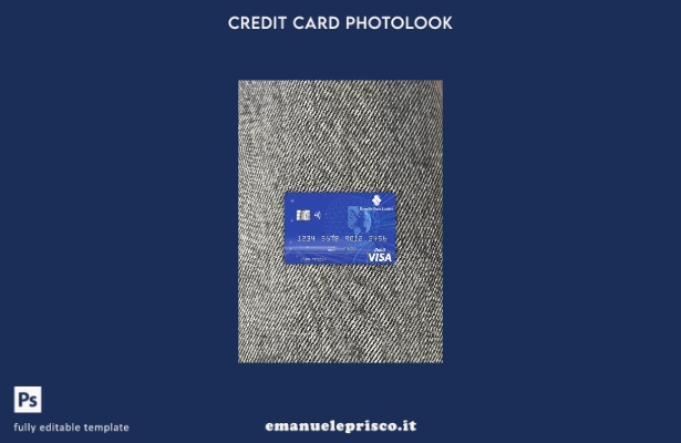 modello frontale photolook con carta Visa Barbados Republic Bank in stile verifi